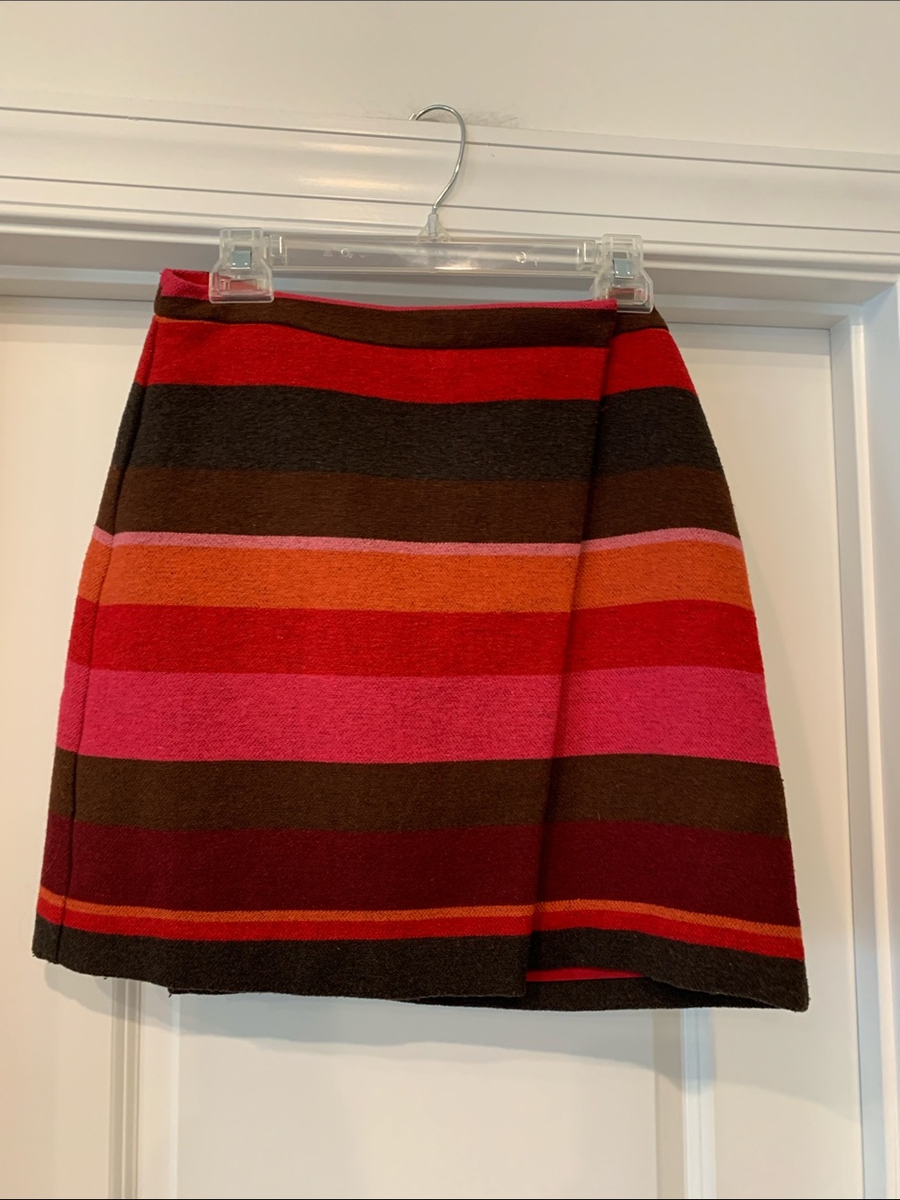 LOFT Multicolor Striped Mini Skirt in Pink, Red, Orange and Brown 4 NWOT